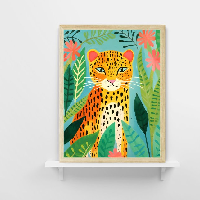 Leopardo Bonito na Poster de Pintura da Selva (Criador carregado)
