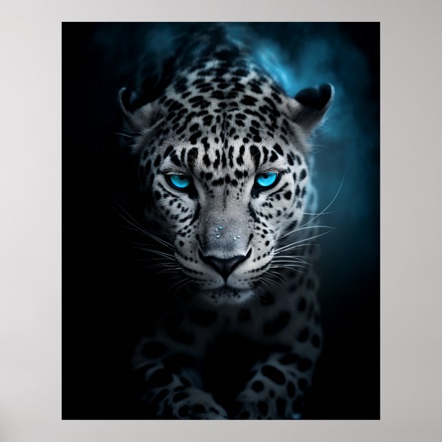 Leopardo com Poster de Olhos Azuis (Frente)