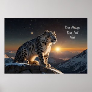 Leopardo-da-neve majestoso - Poster de texto perso