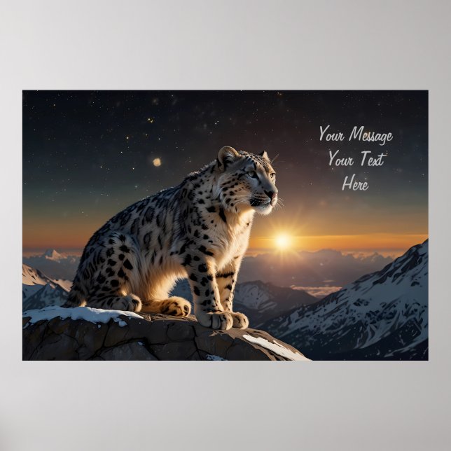 Leopardo-da-neve majestoso - Poster de texto perso (Frente)