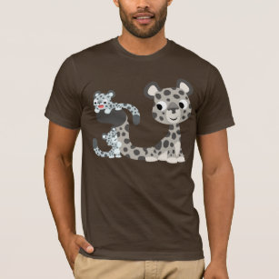 Leopardo de neve dos desenhos animados e t-shirt