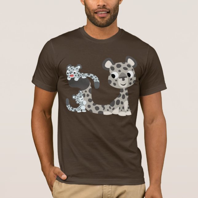 Leopardo de neve dos desenhos animados e t-shirt (Frente)