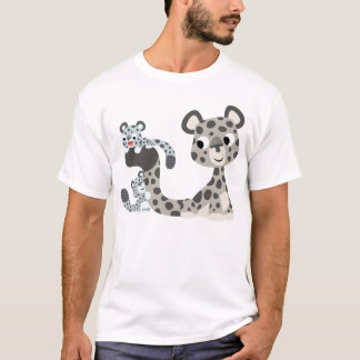 Leopardo de neve dos desenhos animados e t-shirt