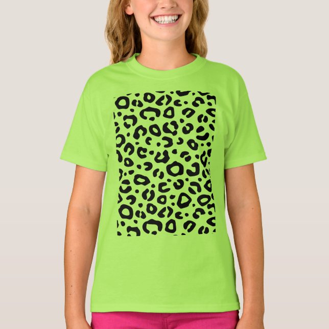 Leopardo-Design T-Shirt das raparigas (Frente)