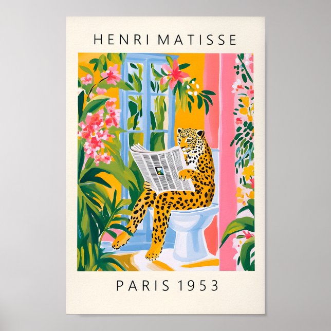 Leopardo Em Um Banheiro, Poster De Banheiro Engraç (Frente)