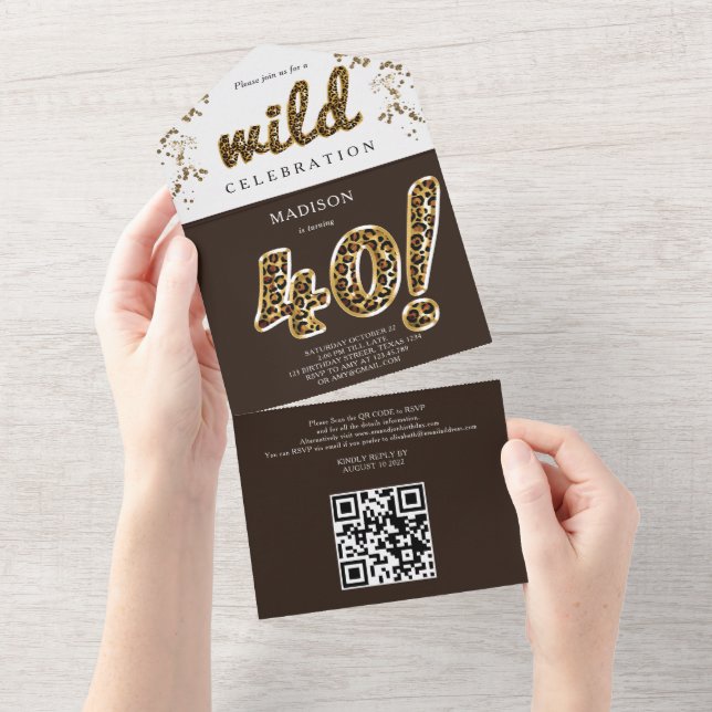 Leopardo Foil Balão aniversário de 40 anos QR Code (Aba destacável)