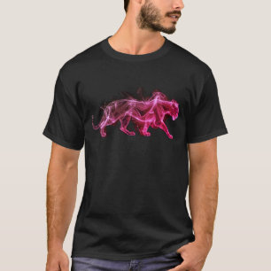 Leopardo Fumê Vermelho + Azul em uma Camiseta Pret