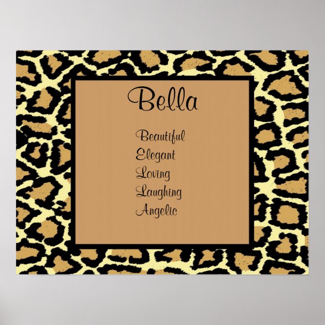 Leopardo Imprime Teen Girl Name Wall Poster (Frente)