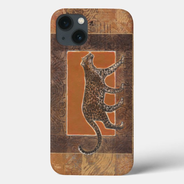 Leopardo no fundo laranja e castanho (Verso)