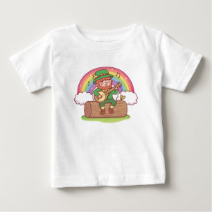 Leprechaun Bonito Tocando Camisa De Bebê De Banjo