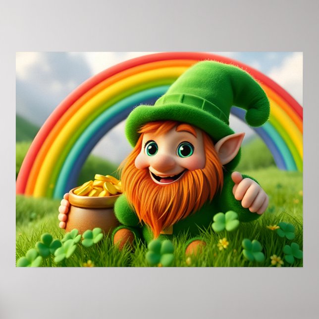 Leprechaun Gnome St. Patrick's Day Shamrock Poster (Frente)