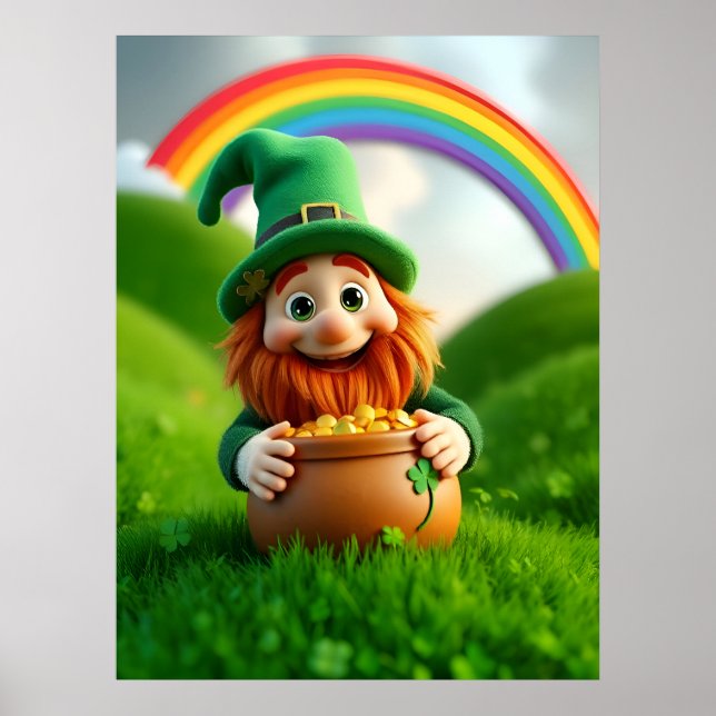 Leprechaun Gnome St. Patrick's Day Shamrock Poster (Frente)