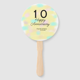 Leque 10 wedding anniversary yellow pastel name retro bo