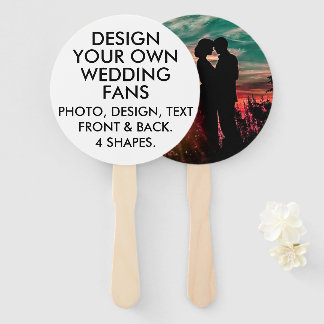 Leque 10 x VENTILADORES personalizados ROUND ECRU WEDDIN