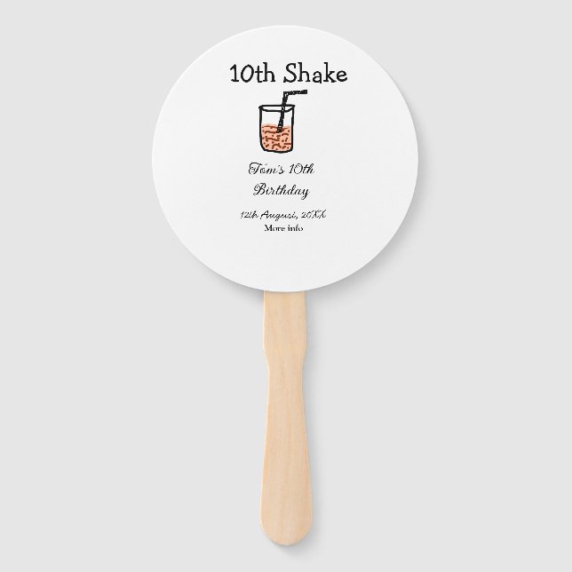 Leque 10th Shake 10th feliz aniversário, milkshake scrib (Frente)