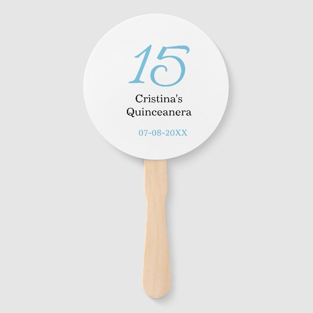 Leque 15th quinceanera birthday blue black bold letter n (Frente)