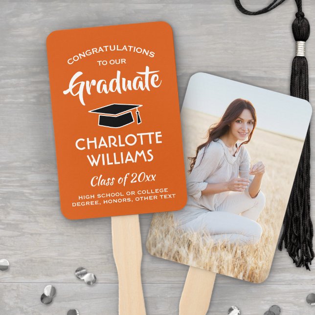 Leque 1 Foto Formatura Elegante Laranja Preto e Branco (Criador carregado)