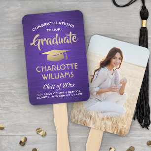 Leque 1 Foto Graduação Branco e Dourado Roxo Com Efeito
