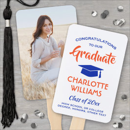 Leque 1 Graduação de Foto Elegante Laranja Moderno e Azu