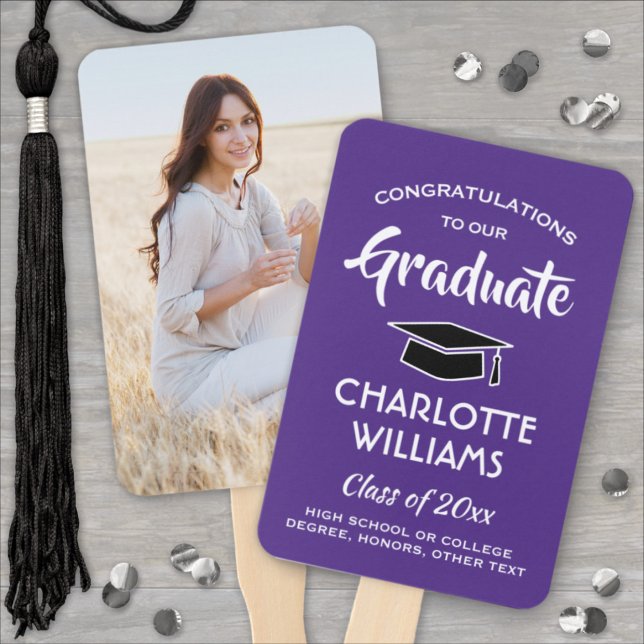 Leque 1 Graduação de Foto Elegante Moderno Roxo e Branco (Criador carregado)