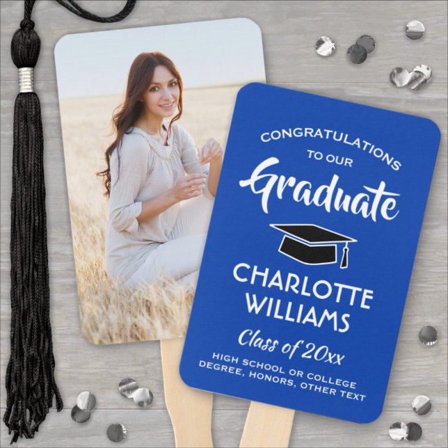 Leque 1 Graduação de Foto Real Azul e Branco Elegante (Criador carregado)