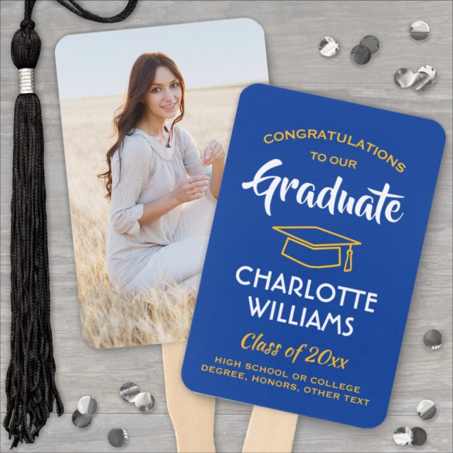 Leque 1 Graduação de Fotografia Amarelo Azul Real Elegan (Criador carregado)