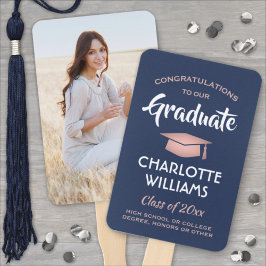 Leque 1 Marinho de Graduação de Fotos Azul e Rosa Rosa D