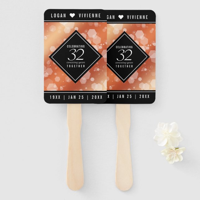 Leque 32º aniversário de casamento em Bronze (Frente e Verso)