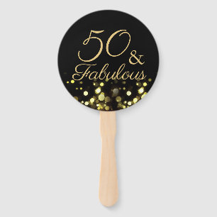 Leque 50 e aniversário Dourado e preto fabuloso