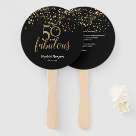 Leque 50 e fabuloso Aniversário Confetes preto dourado