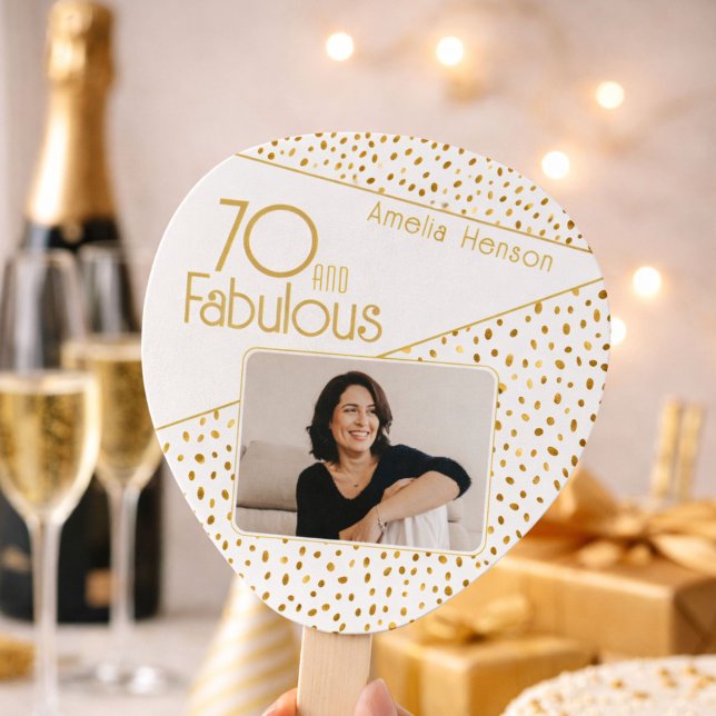 Leque 70 e Fabulosas Foto com Brilho Dourado Aniversário (Criador carregado)