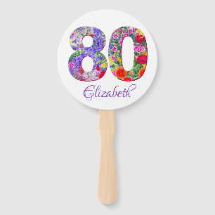 Leque 80 anos de ventoinha floral colorida festa de aniv