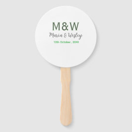 Leque A data romântica moderna verde da cinza do monogra