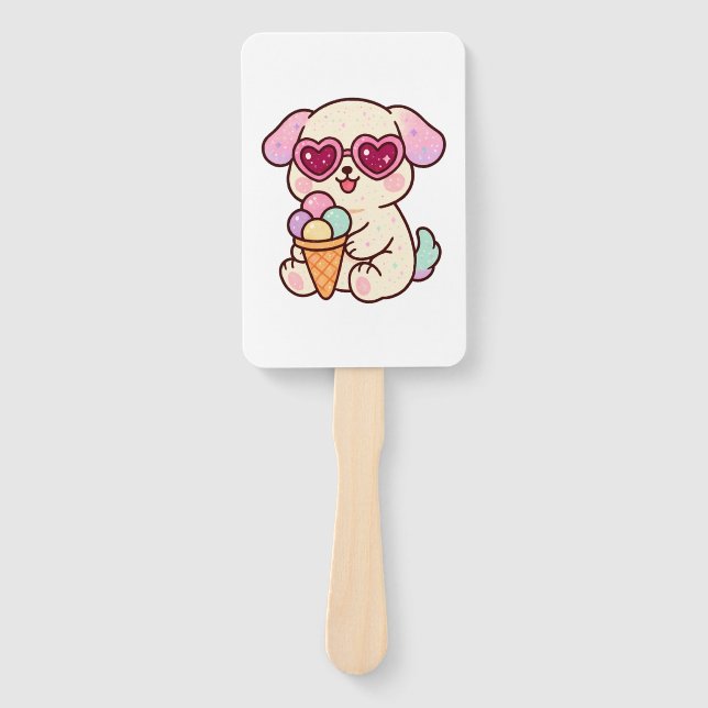 Leque A puppy with ice cream (Frente)