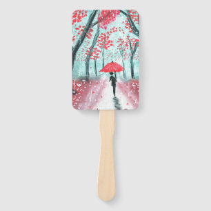 Leque A Silhueta Humana Rainy Path com o Guarda-chuvas V