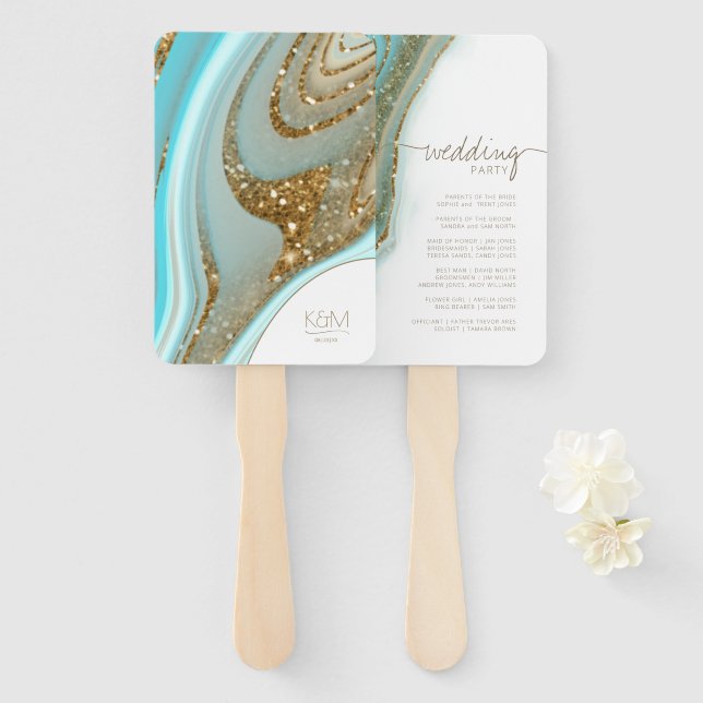 Leque Abstrato Glitter Strata Festa de casamento ID903 (Frente e Verso)