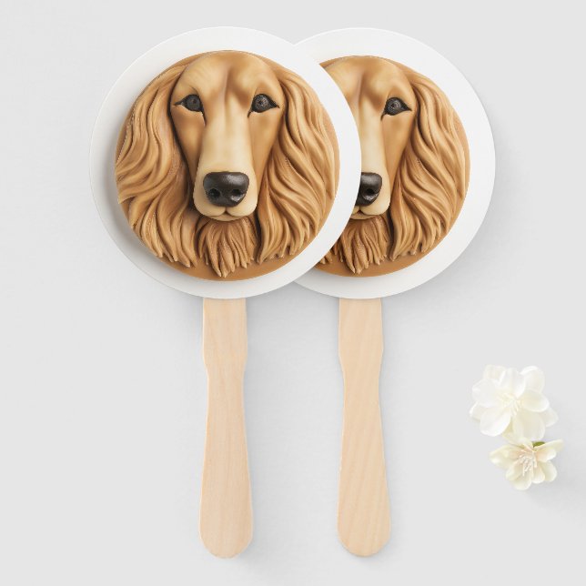 Leque Afghan Hound 3D Inspirado (Frente e Verso)