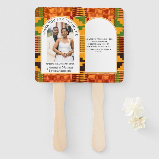 Leque African Ghana Kente WEDDING Guest Favor Gift (Frente e Verso)