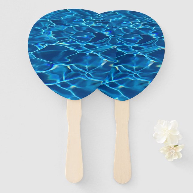 Leque Água Piscina Azul Escura (Frente e Verso)