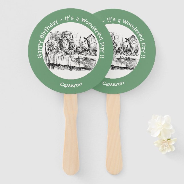 Leque Alice no Partido das Maravilhas - Festa do Chá de  (Frente e Verso)