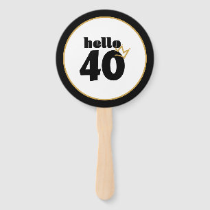 Leque Alô 40 Milestone Aniversário Dourado Coroa Negra