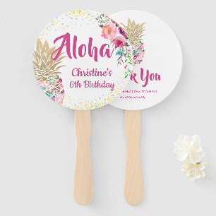 Leque Aloha fã Dourado cor-de-rosa da mão do favor do