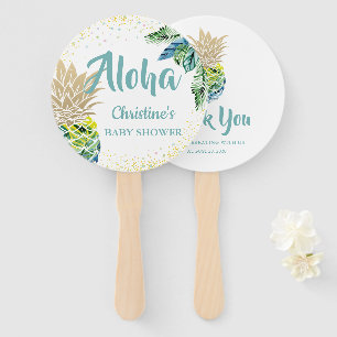 Leque Aloha Watercolor Ventilador de Mão Tropical de Ab