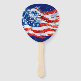 Leque American Flag USA Watercolor 4 de julho