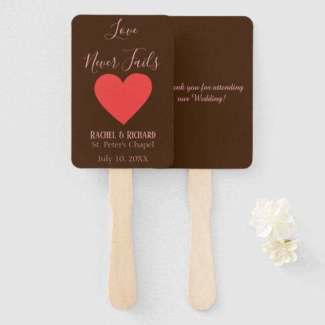 Leque Amor cardíaco adorável nunca falha (Frente e Verso)