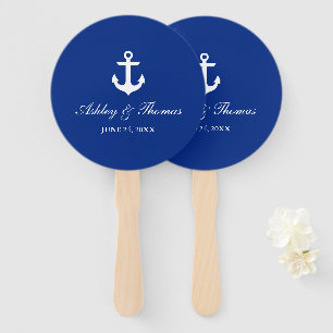 Leque Anchor Azul de Casamento Náutico