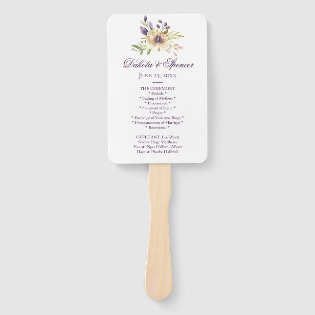 Leque Anemone Garden Floral Boho Moderno Cerimônia de Ca (Frente)