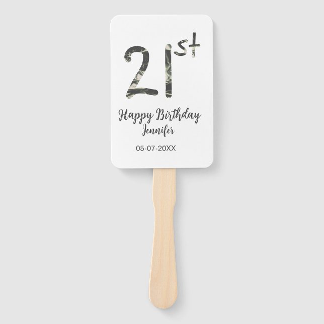 Leque aniversário de 21 anos adiciona nome data ano mode (Frente)