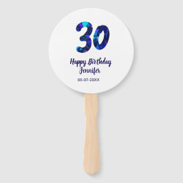 Leque aniversário de 30 anos adicionar nome data ano azu