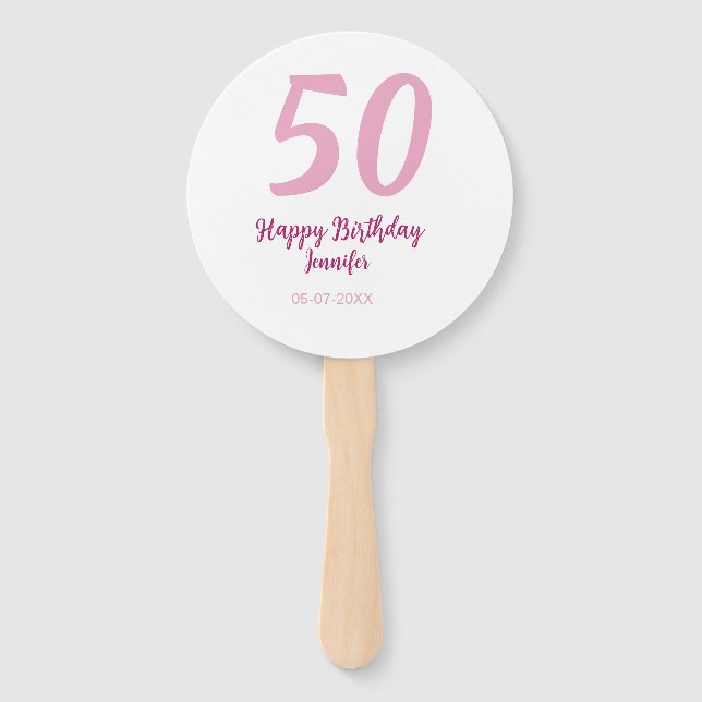 Leque aniversário de 50 anos adicionar nome data ano ros (Frente)